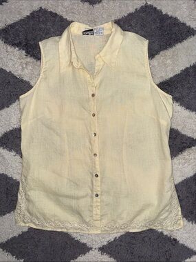 90s vintage Edward 100% Irish Linen sleeveless button down size XL